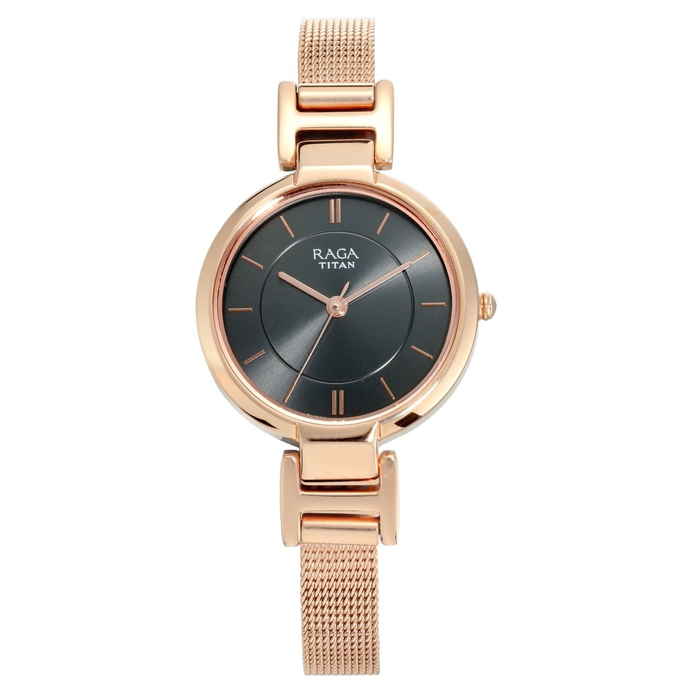 Titan Raga Viva Anthracite Dial Metal Strap Watch - 2608WM02