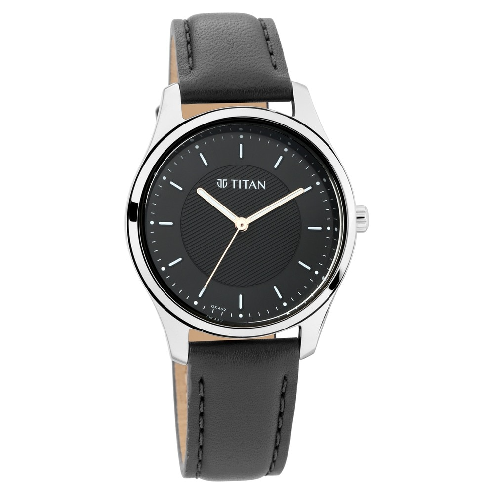 Titan Workwear Watch with Black Dial & Leather Strap - 2639SL01
