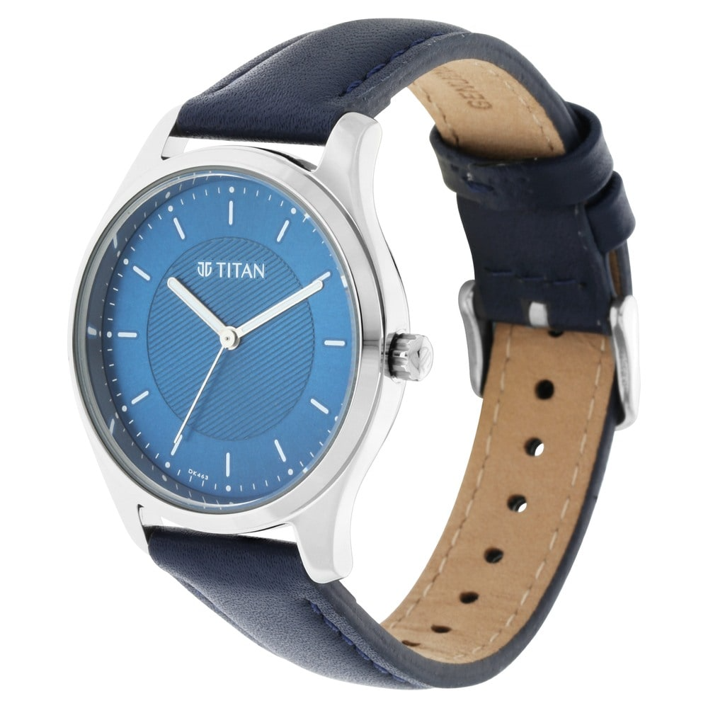 Titan Workwear Watch with Blue Dial & Leather Strap - 2639SL02