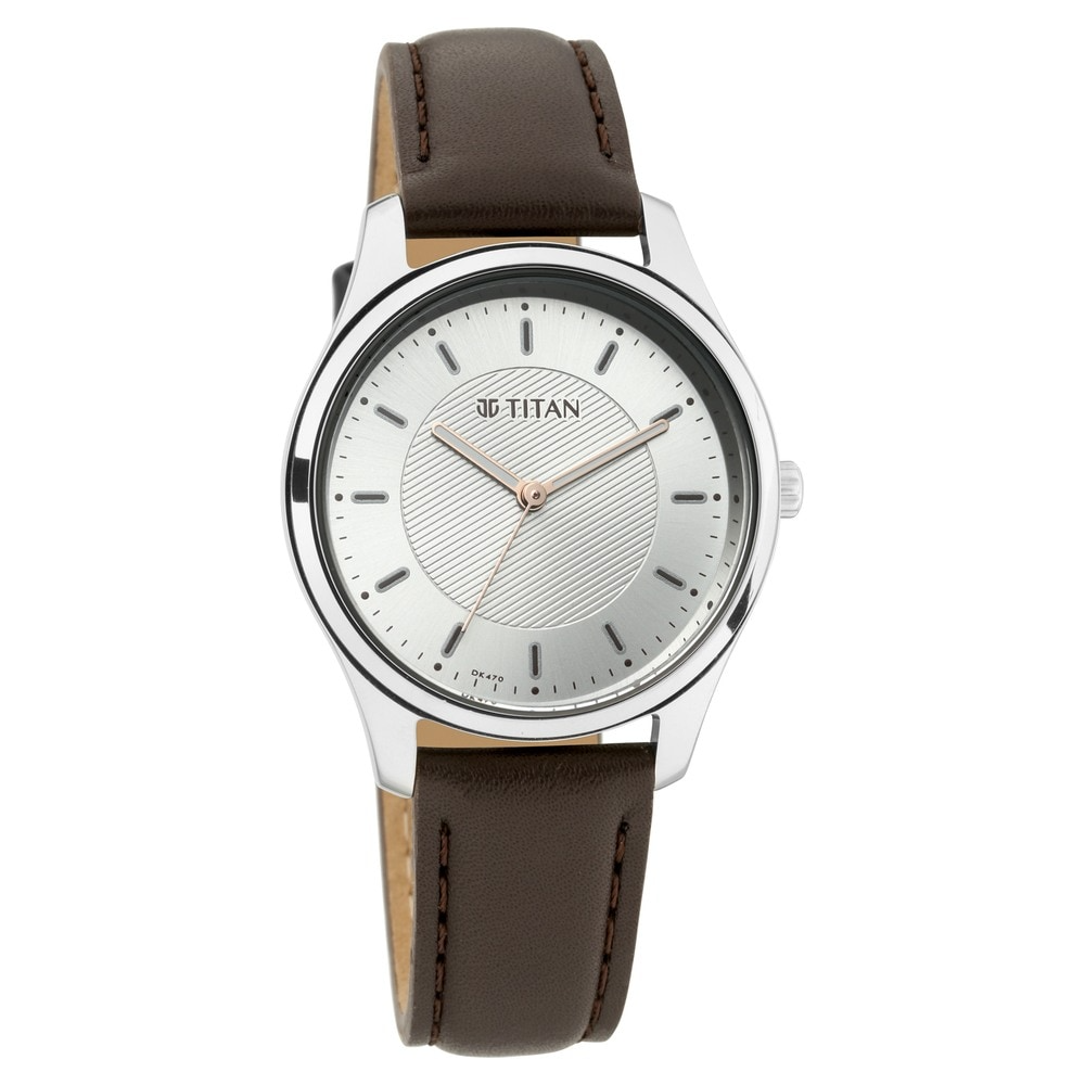 Titan Workwear Watch with Silver Dial & Leather Strap 2639SL03