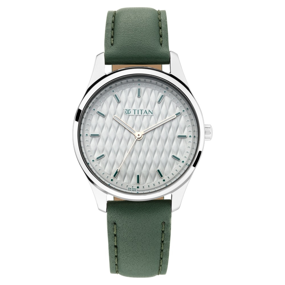 Titan Workwear Watch with White Dial & Leather Strap 2639SL04
