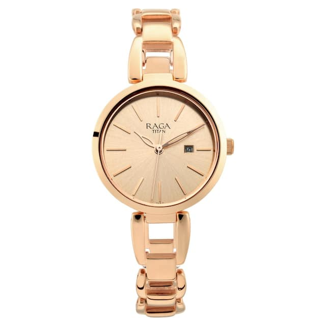 Titan Raga Viva Rose Gold Dial Metal Strap Watch - 2642WM01