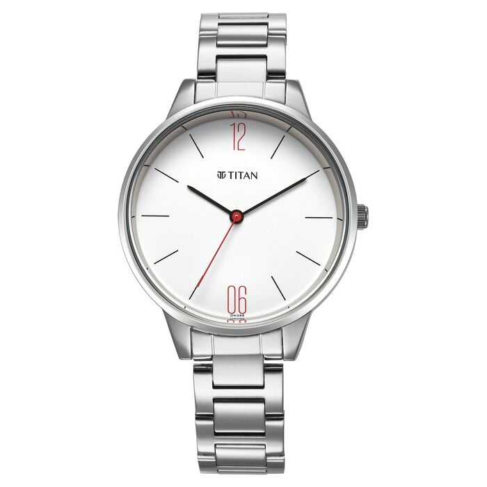Titan 2648SM09 - Quartz Analog White Dial Watch for Women