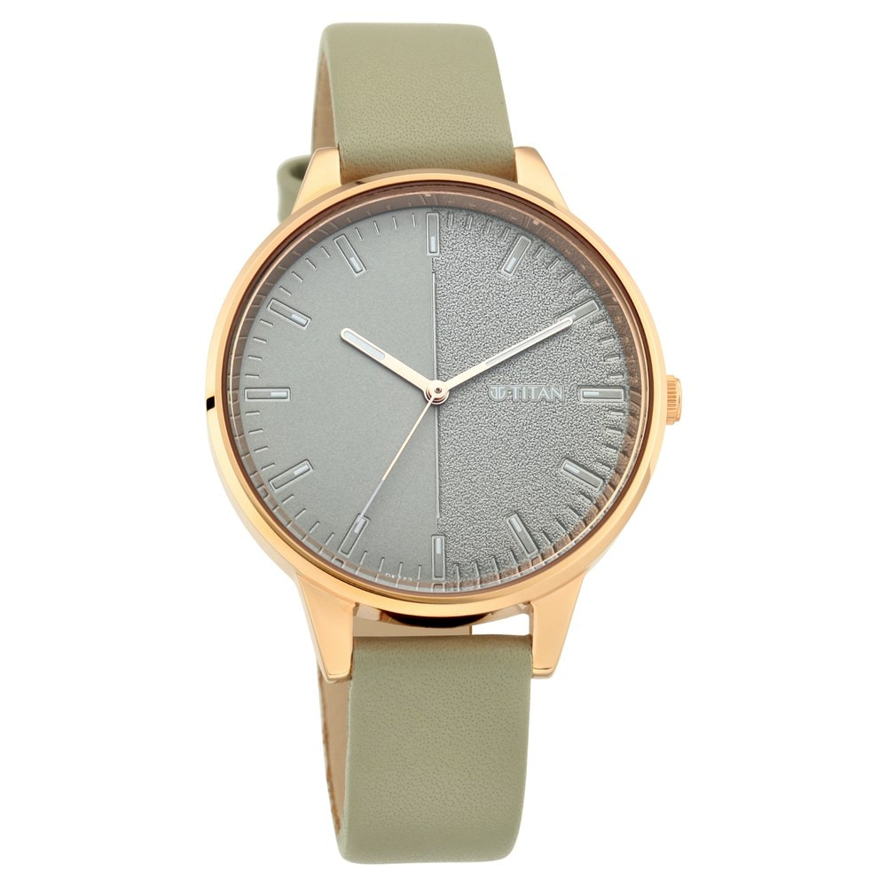 Titan Workwear Watch with Grey Dial Leather Strap - 2648WL01