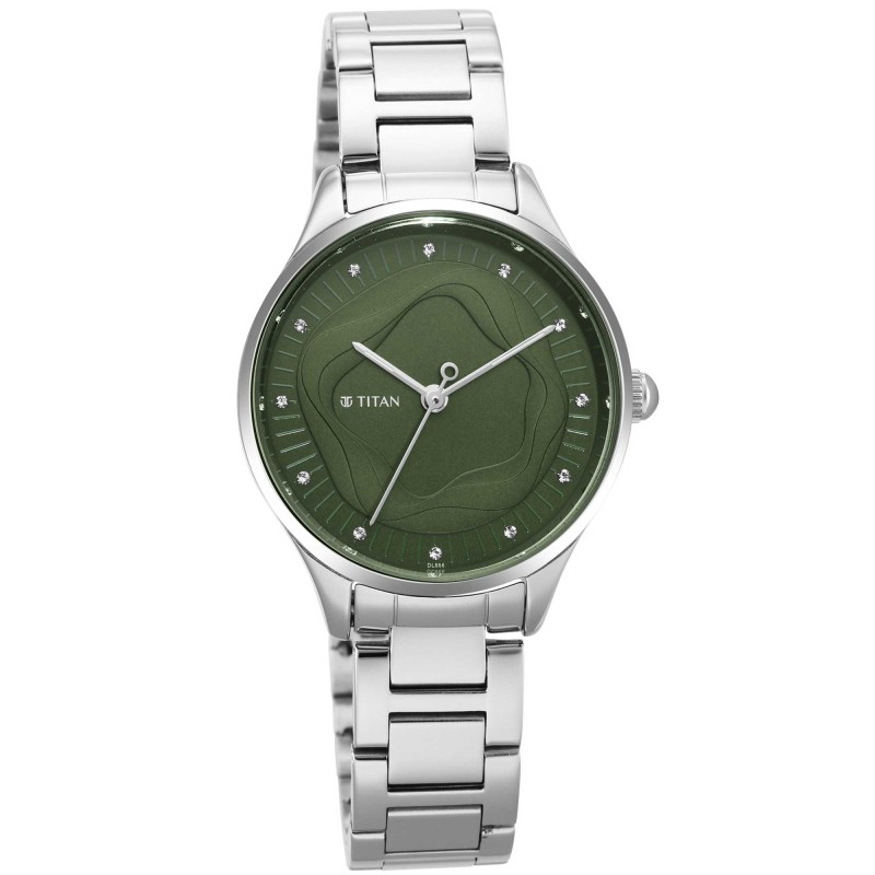Titan Wander Green Dial Metal Strap Watch Model-2649SM02