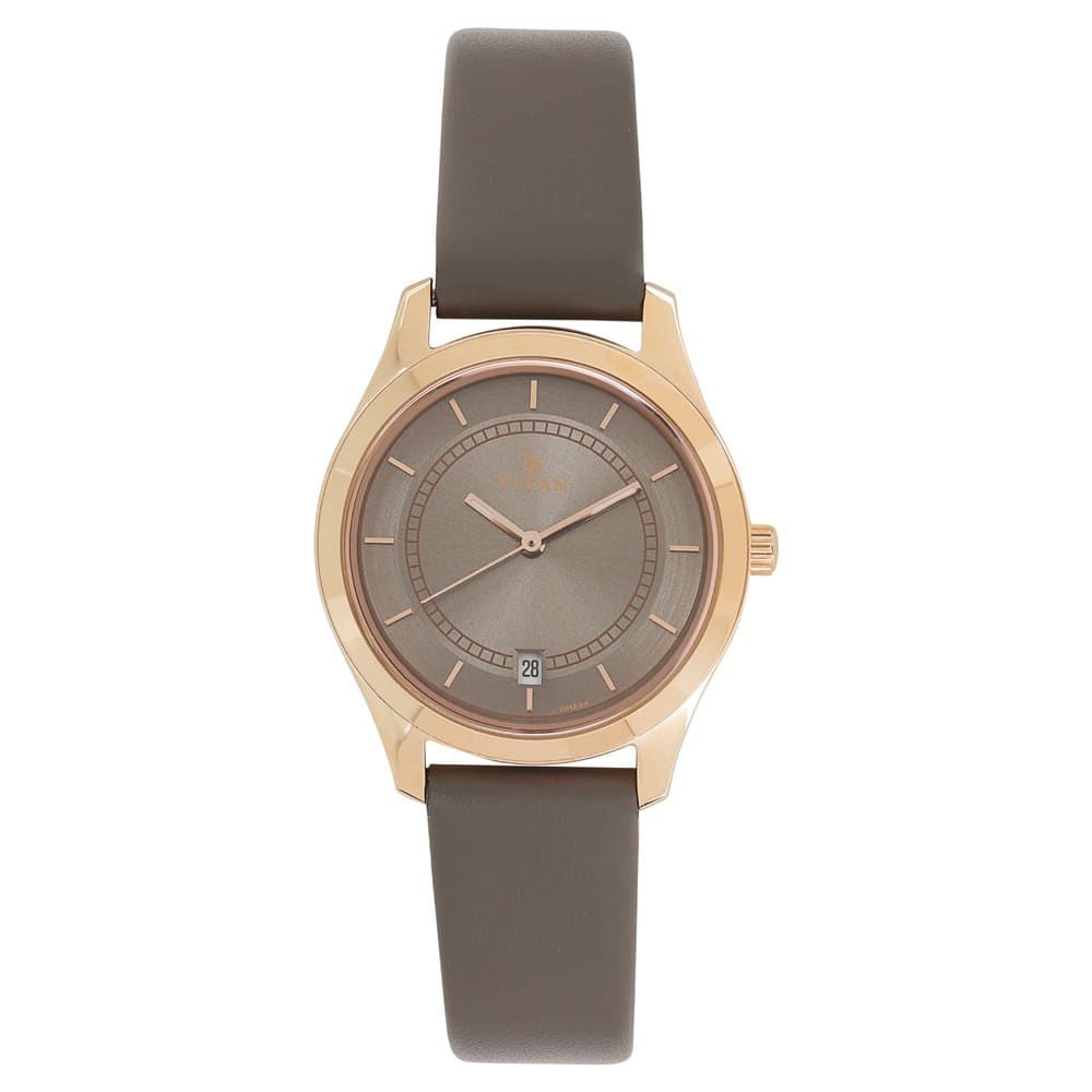 Titan Workwear Watch with Anthracite Dial & Leather Strap - 2596WL02