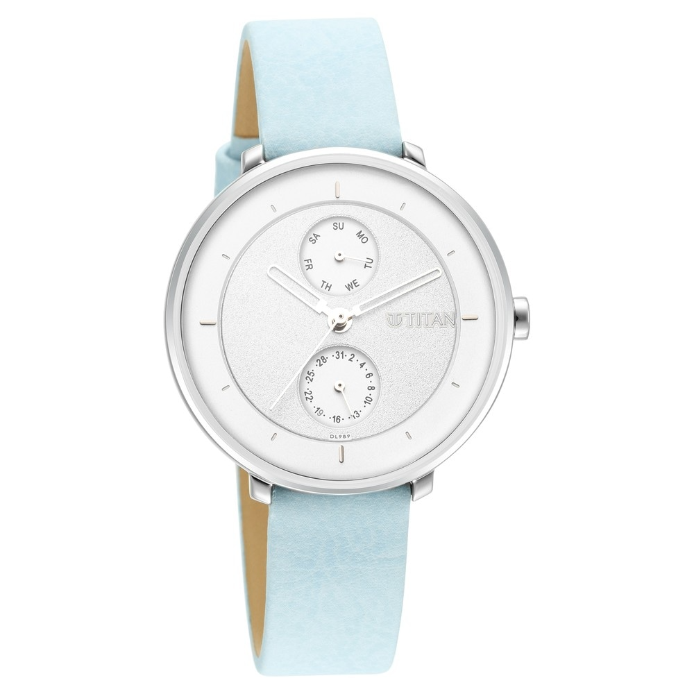 Titan Dreams Silver Dial Blue Leather Strap Watch - 2651SL04