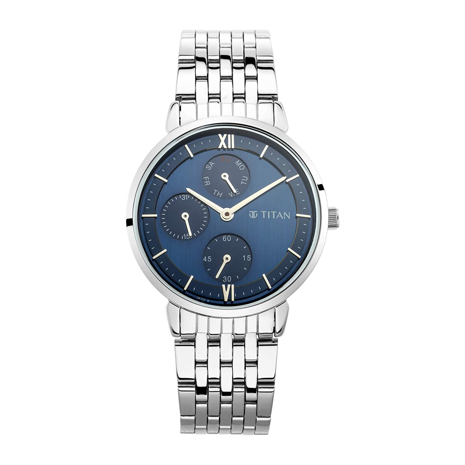 Titan Workwear Watch with Silver Dial Metal Strap - 2652SM02