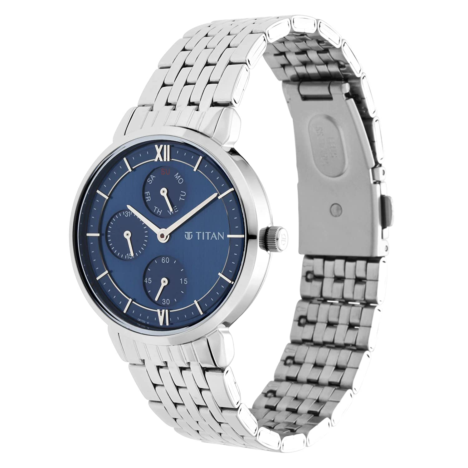 Titan Workwear Watch with Silver Dial Metal Strap - 2652SM01