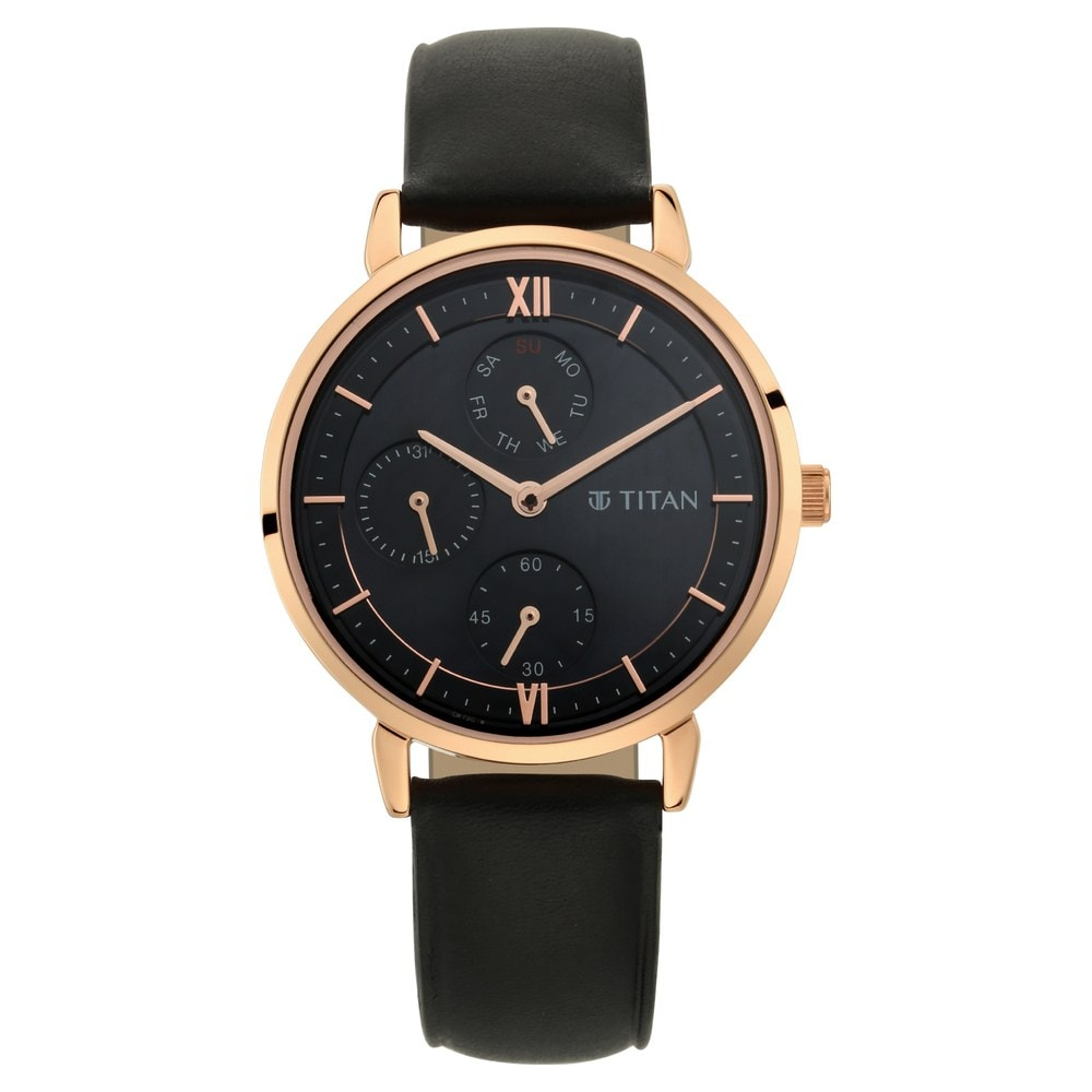 Titan Workwear Watch with Black Dial Leather Strap 2652WL01v