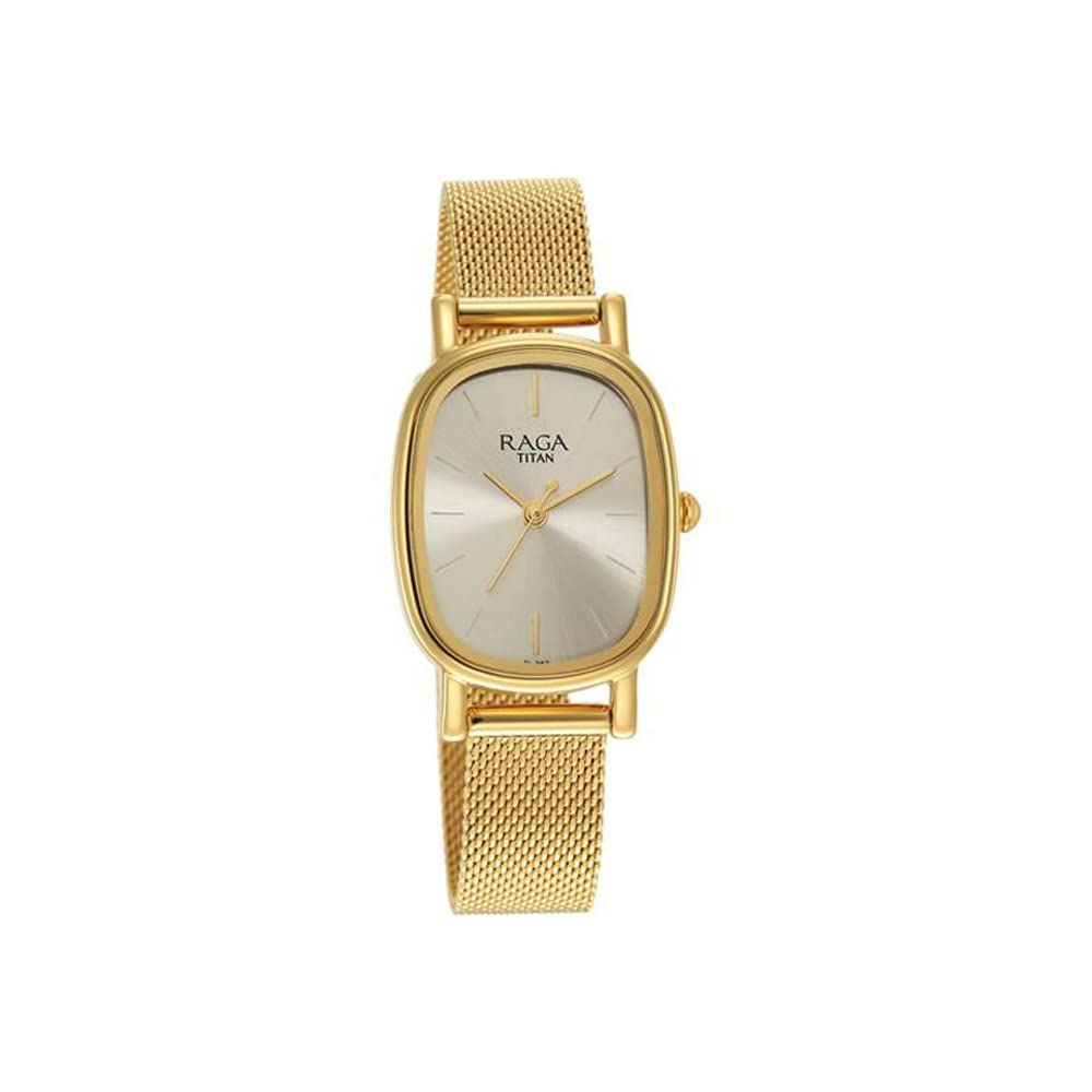 Titan Womens Raga Viva V Phase II Light Champagne Dial Stainless Steel Analog Watch - 2665YM01