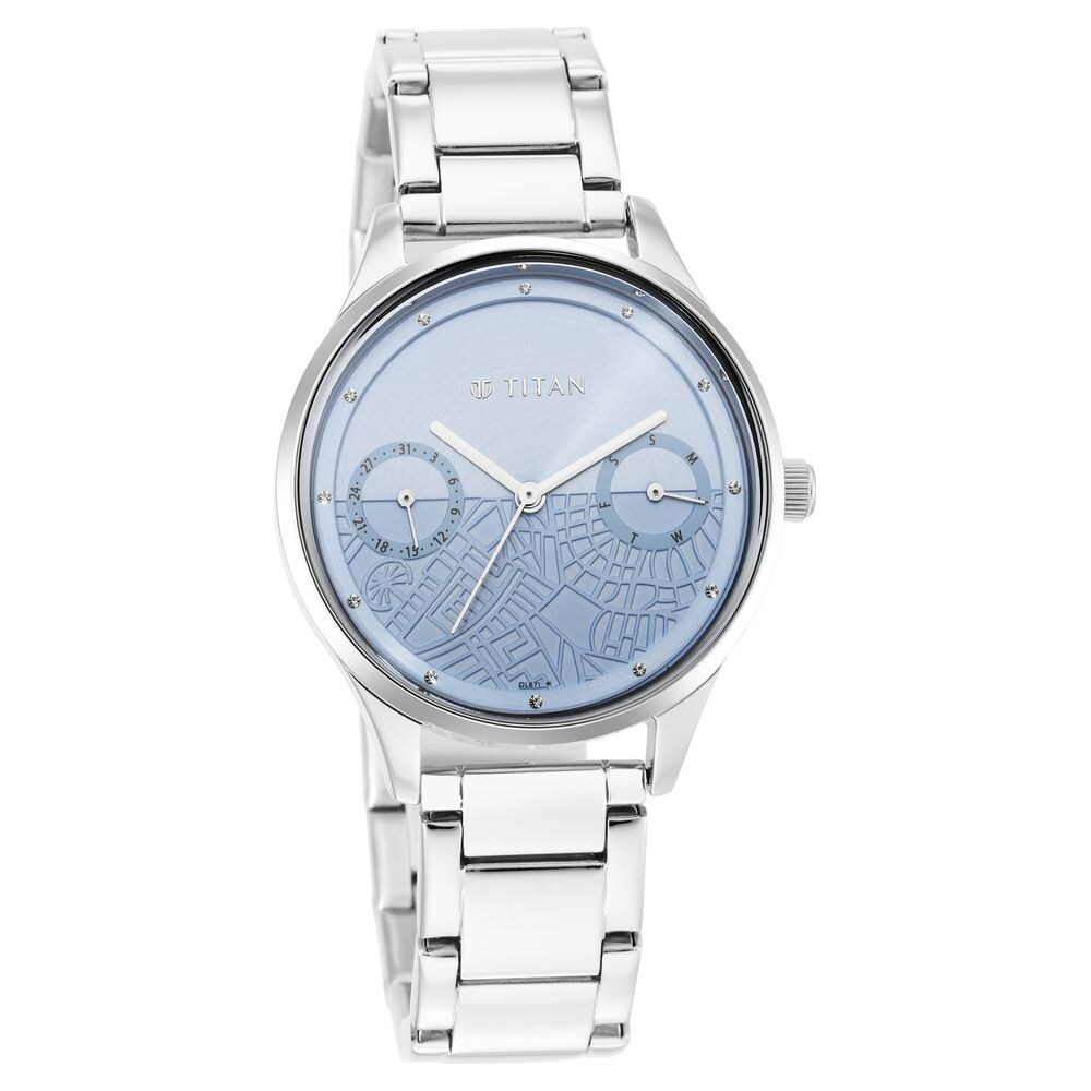 Titan Wander Blue Dial Metal Strap Watch - 2670SM09