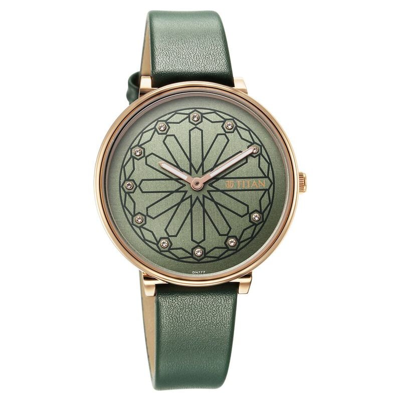 Titan 2673WL01 - Marhaba Silver white Dial Women Watch With Leather Strap