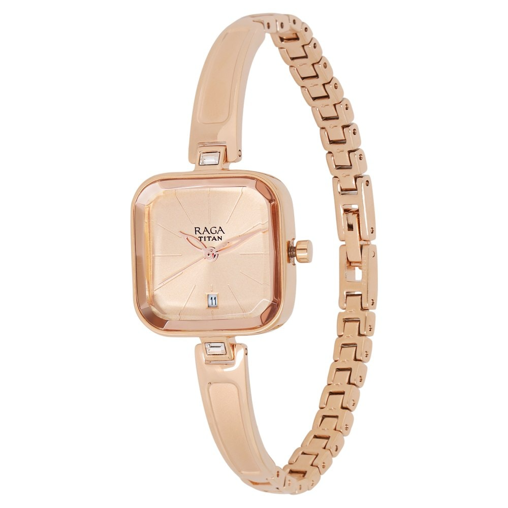 Titan Raga Viva Rose Gold Dial Metal Strap Watch - 2607WM01