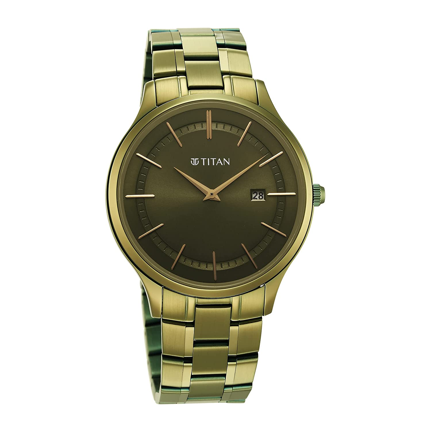 Titan Analog Green Dial Men's Watch - 90142QM03