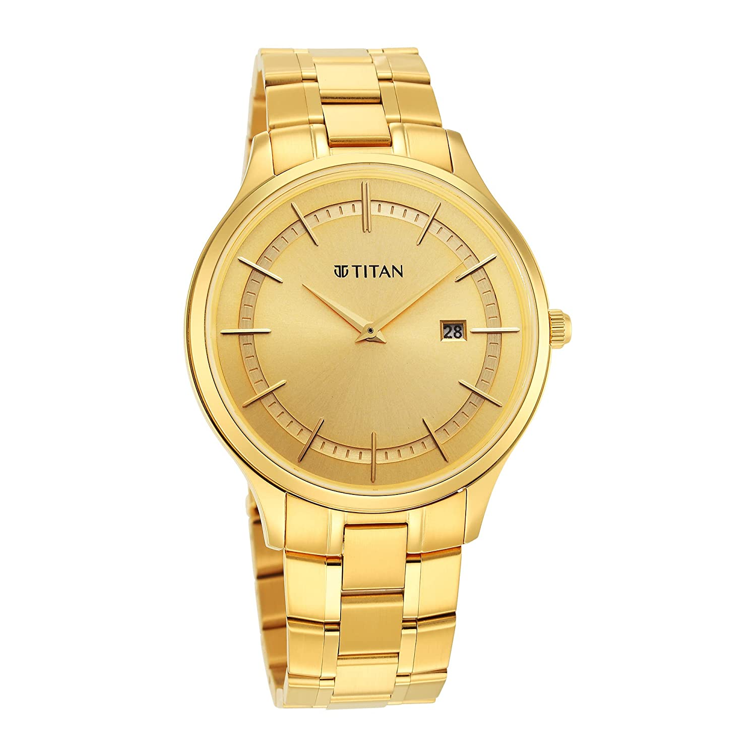 Titan Analog Gold Dial Men's Watch - 90142YM01