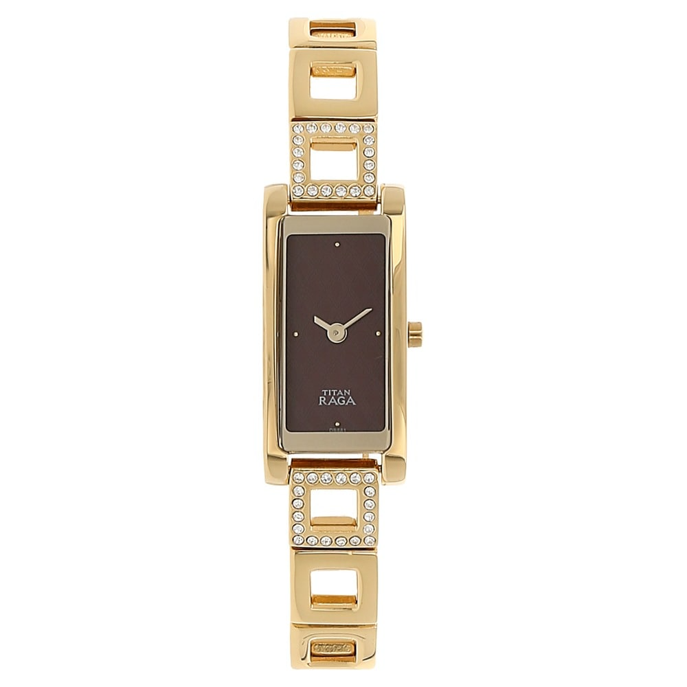 Titan Raga Brown Dial Silver Metal Strap Watch - 9720YM01