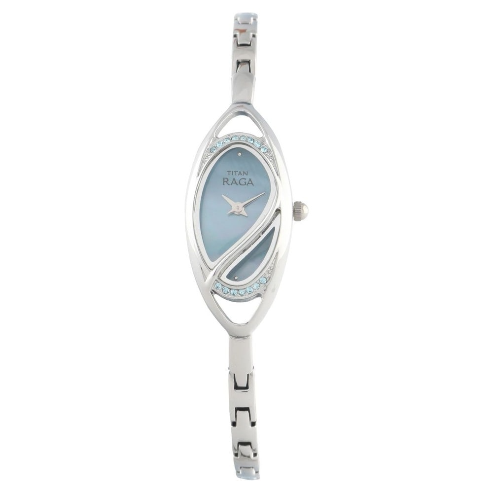 Titan Raga Blue Dial Silver Metal Strap Watch - 9935SM01