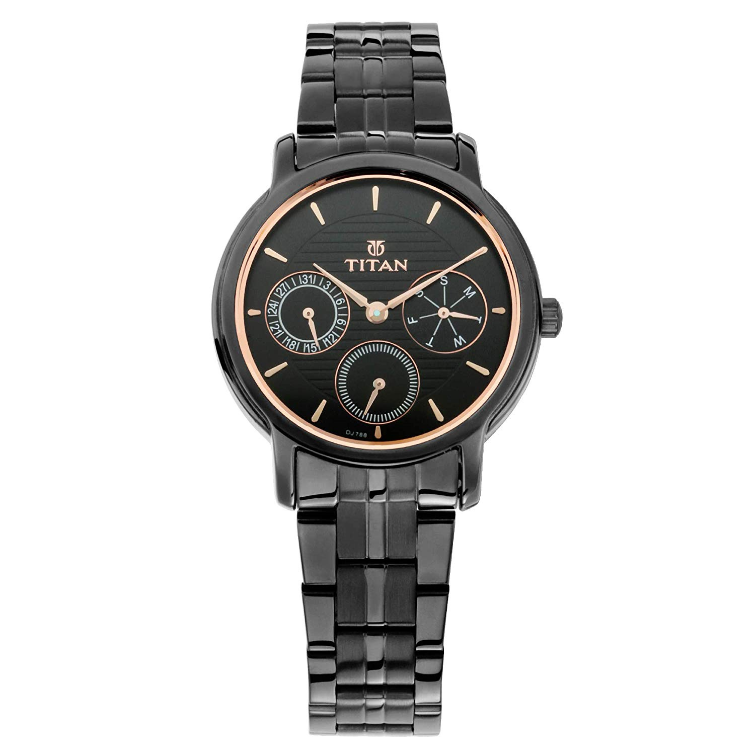 Titan Black Dial Analog with Day and Date Watch for Women 2589NM01