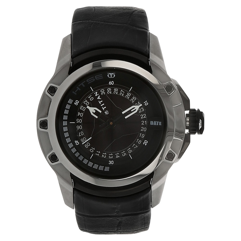 Titan black Dial Black Leather Strap Htse Watch 1540kl02
