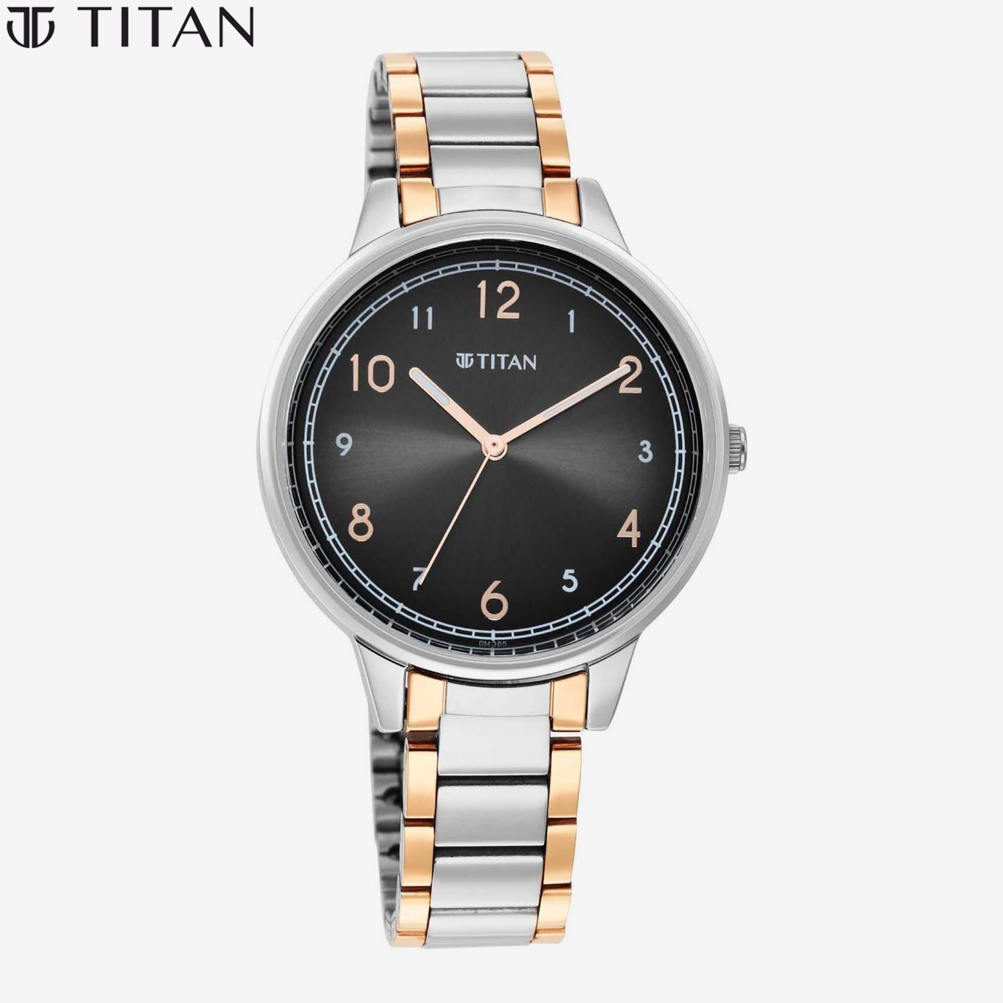 Titan Black Dial Watch For Ladies - 2648km02