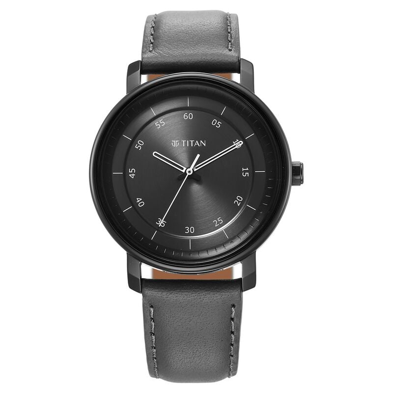 Titan 1884NL01 -Workwear Quartz Analog Anthracite Dial Leather Strap Watch for Men