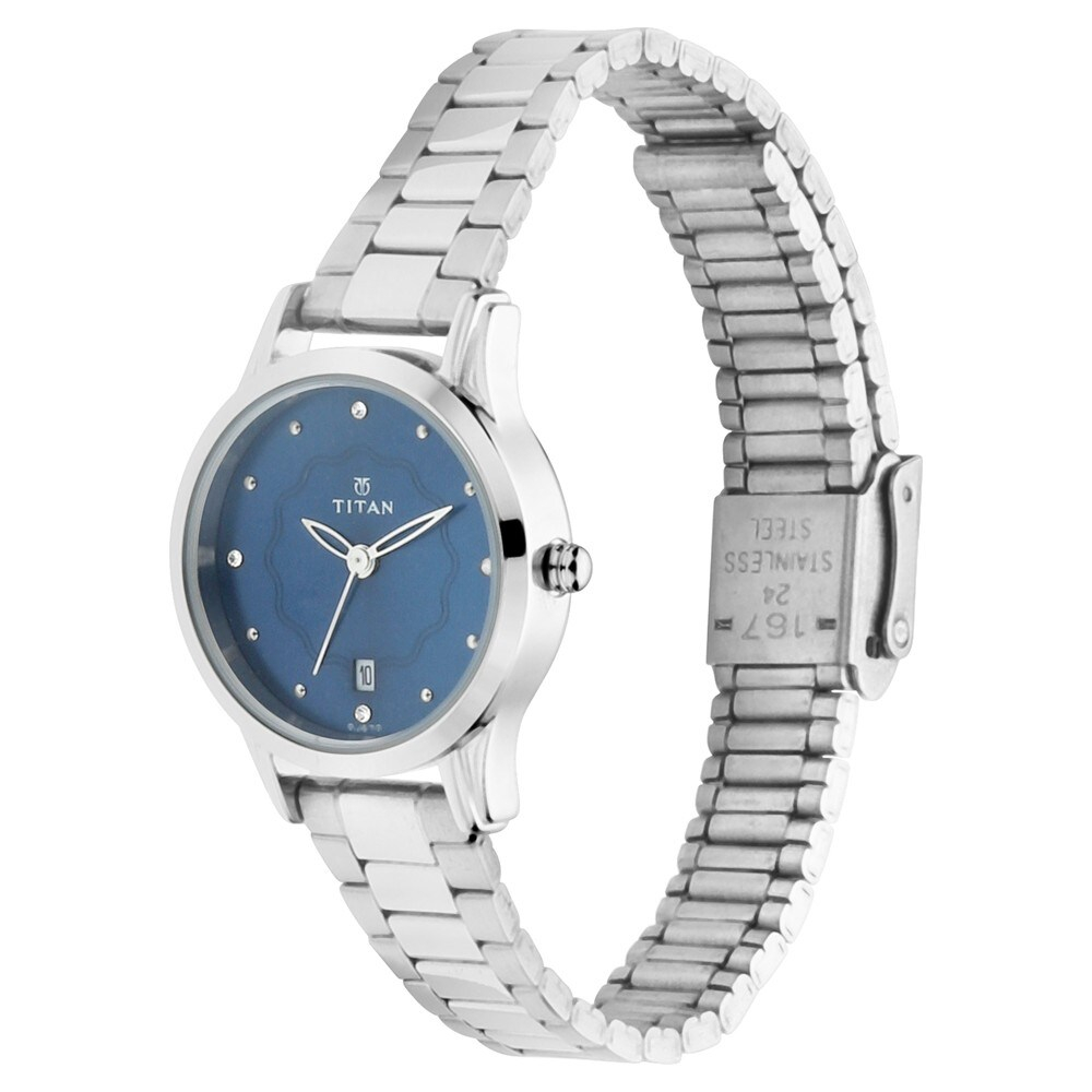 Titan Blue Dial Metal Strap Watch 2628sm01