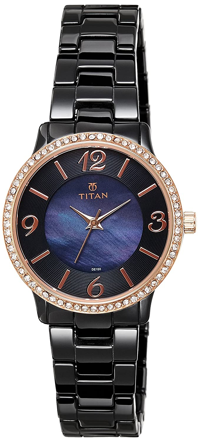 Titan Ceramic Analog Black Dial Women's Watch-95017kc02