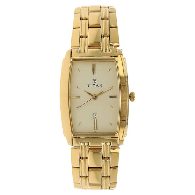 Titan Champagne Dial Yellow Stainless Steel Strap Watch-1163ym02