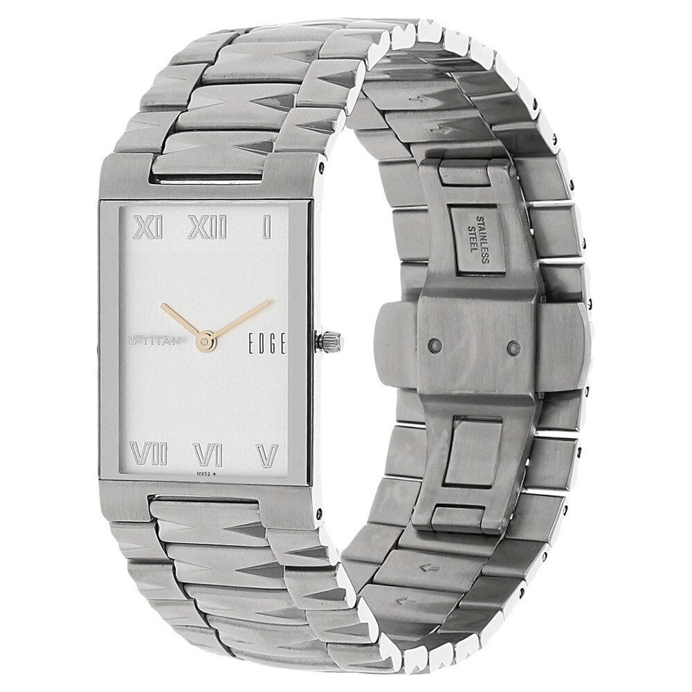 Titan Edge White Dial Silver Metal Strap Watch-1296sm01