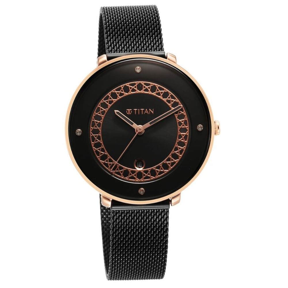Titan 2651KM06 - Marhaba Black Dial Analog Stainless Steel Strap watch for Women