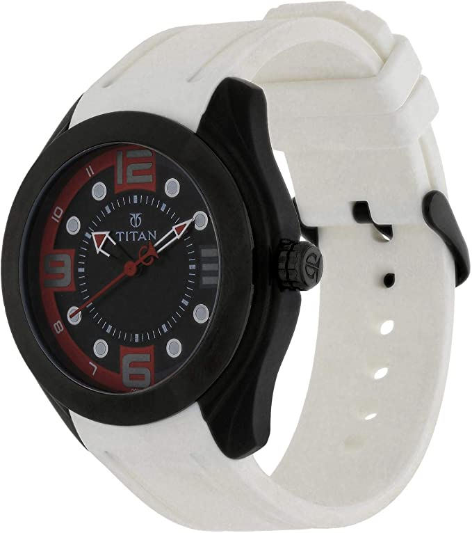 Titan Men's Water Resistant Rubber Analog Watch 9475np02