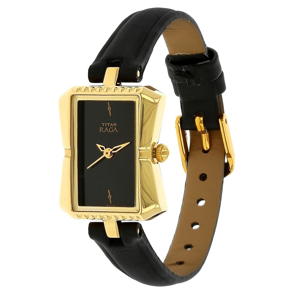 Titan Raga Black Dial Leather Strap Watch-2495yl02