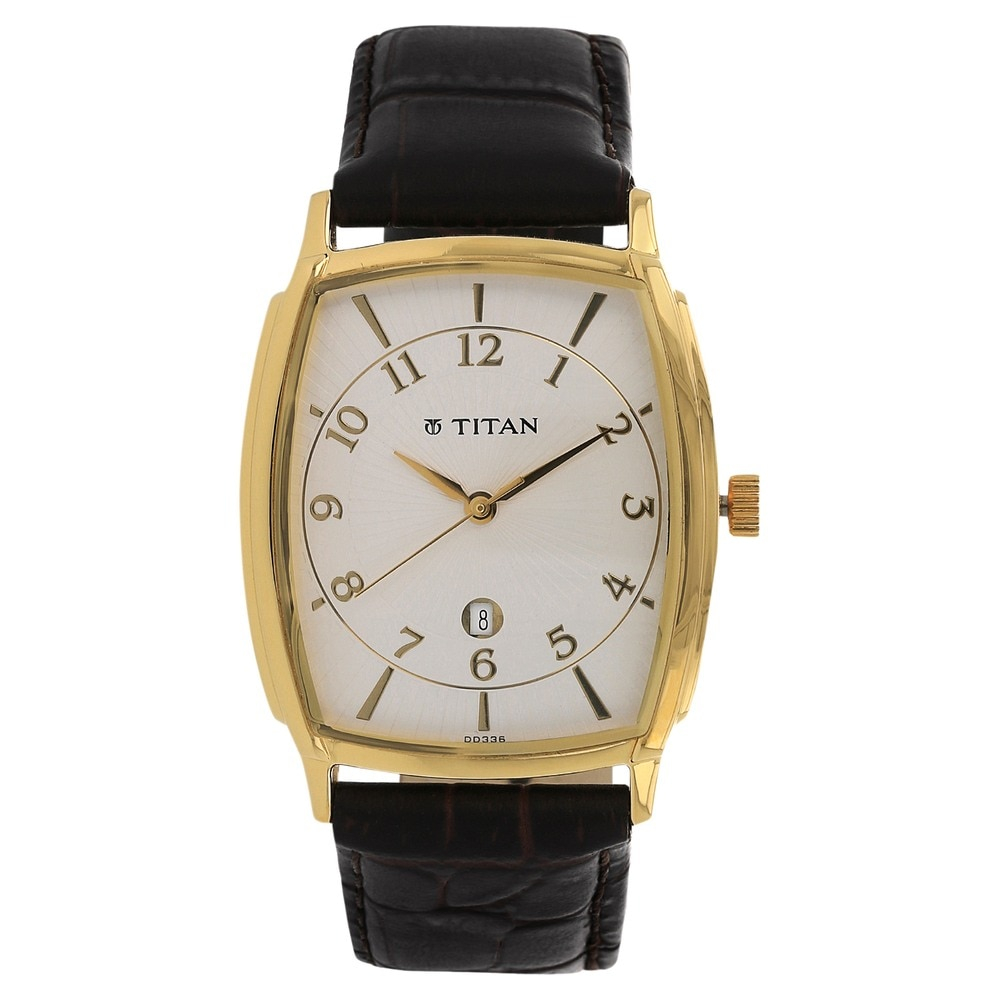 Titan Silver Dial Brown Leather Strap Watch 1486yl05