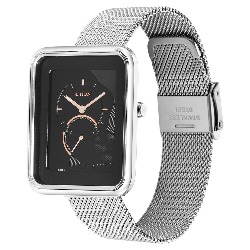 Titan Wander Black Dial Metal Strap Watch-2676sm01