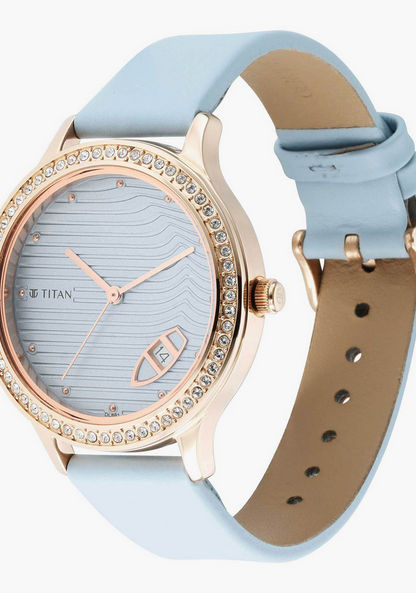 Titan Wander Light Blue Dial Leather Strap Ladies-2634wl01