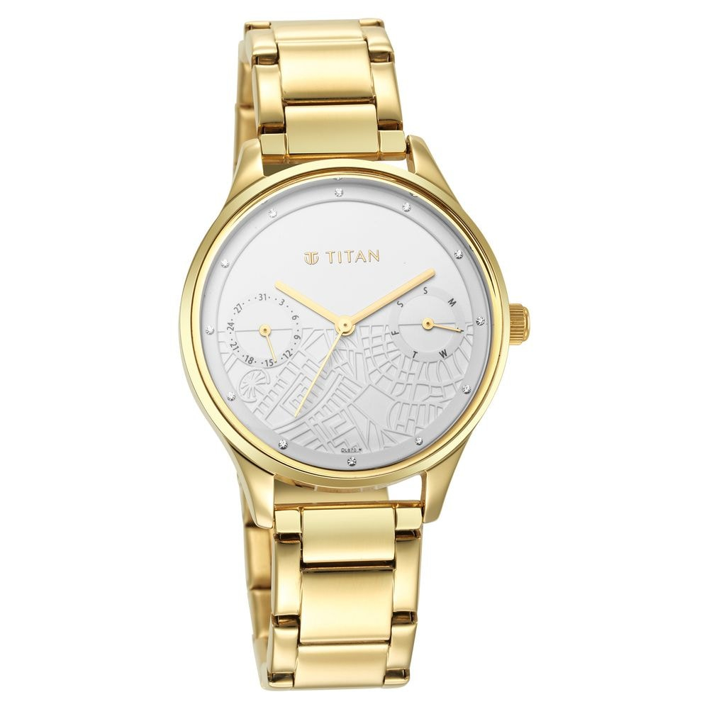 Titan Wander White Dial Metal Strap Watch-2670ym01