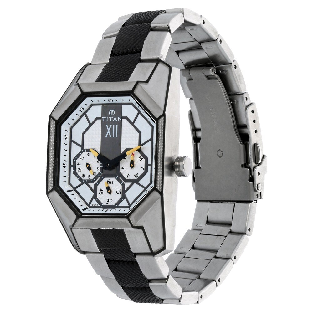 Titan White Dial Two Toned Stainless Steel Strap Watch-1658km01