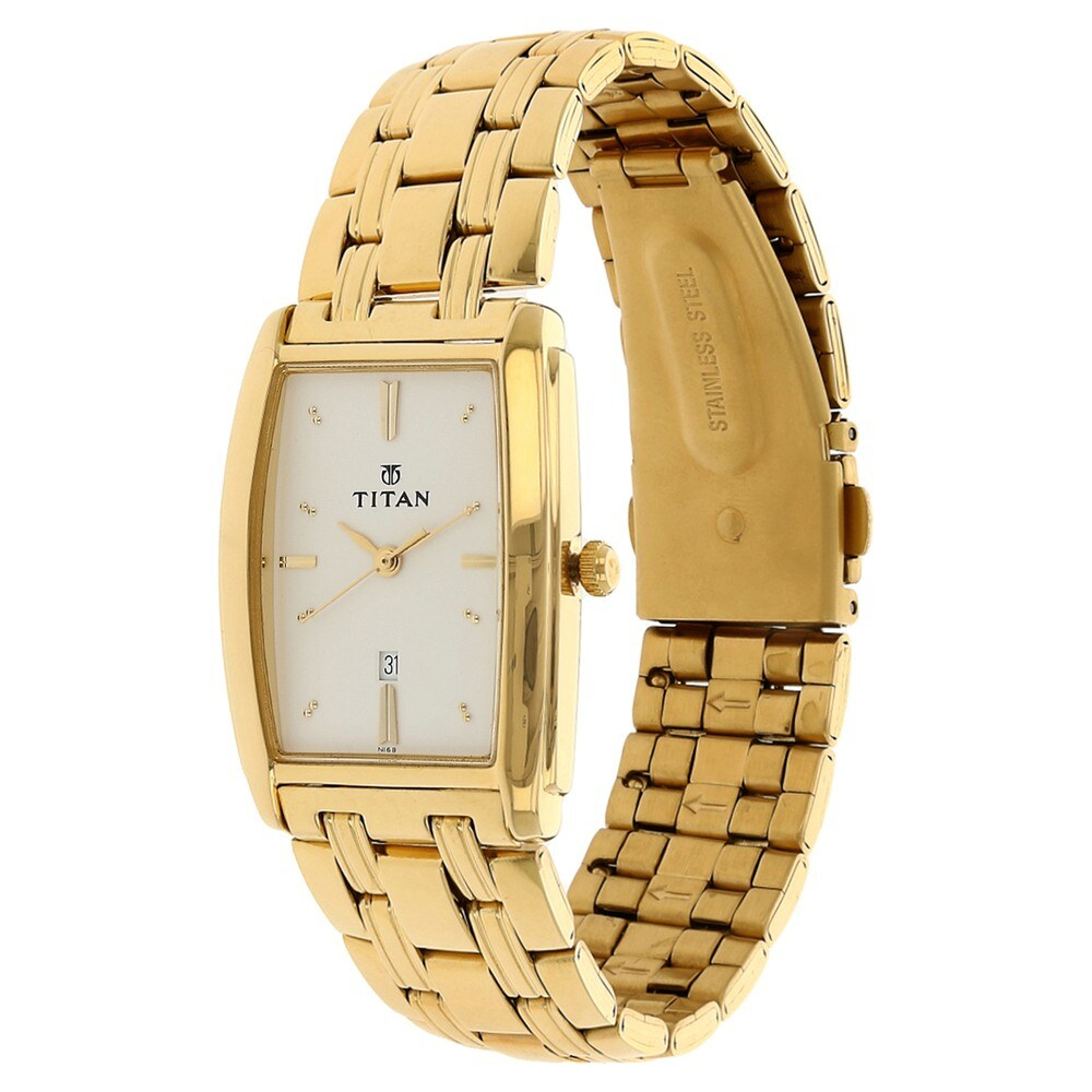 Titan White Dial Watch with Metal Case -1163ym01