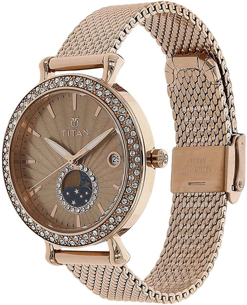 Titan Ceramic Analog White Dial Women's Watch-95016wd02