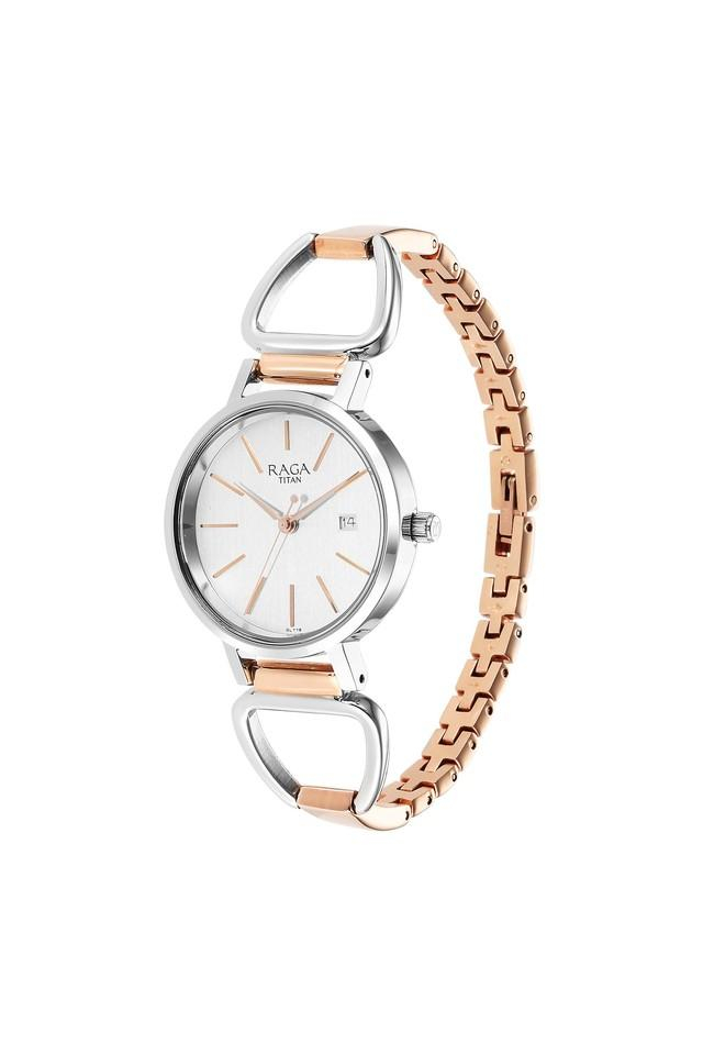 Titan Womens Raga Viva V Phase II Silver White Dial Brass Analog Watch - 2669km01