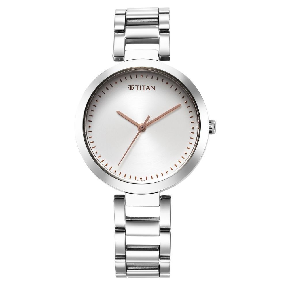 Titain 2480SM12 - Workwear Quartz Analog Silver Dial Silver Stainless Steel Strap Watch for Women