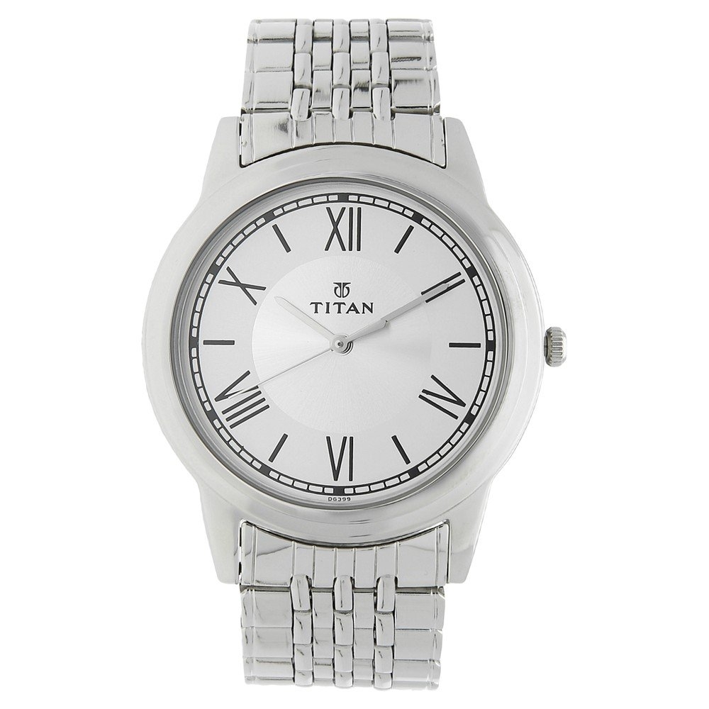 Titan Quartz Movement Analogue White Dial Watch For Men 1735sm01