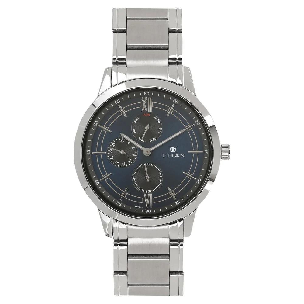 Titan Workwear Watch With Blue Dial & Stainless Steel Strap 1769SM01