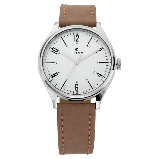 Ttian Workwear Watch with Silver Dial & Tan Leather Strap 1802SL01