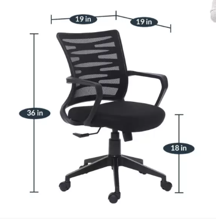 Tulip Mesh Office Arm Chair- Black (TP 121 -ZIGZAG)