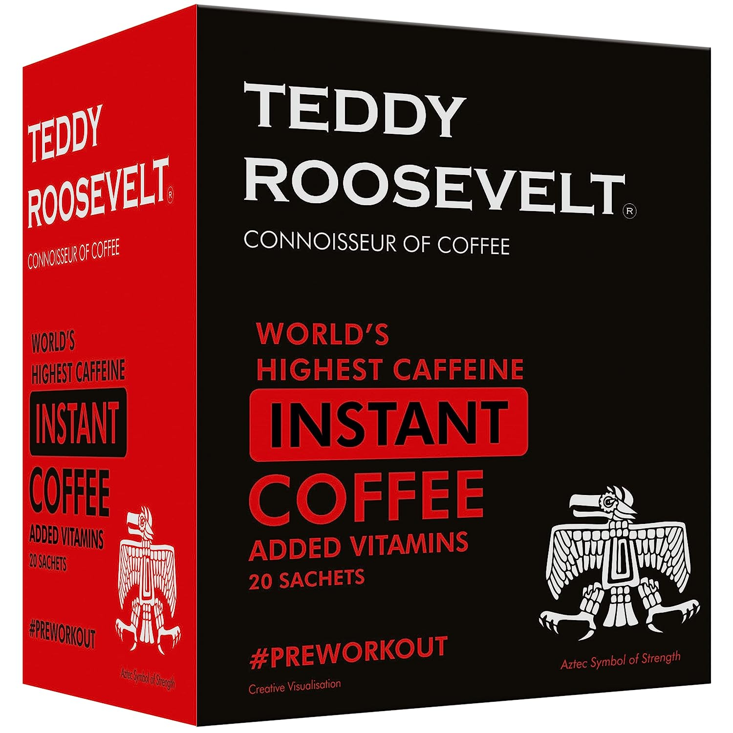Teddy Roosevelt High Caffeine Instant Coffee Powder, Added Vitamins, 50g