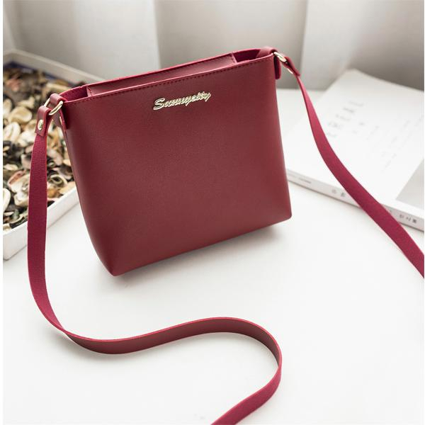 Simple Designed Zipper Crossbody Shoulder Travel Bag Maroon 41001243