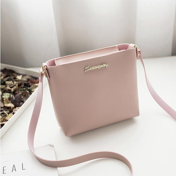 Simple Designed Zipper Crossbody Shoulder Travel Bag Pink 41001244
