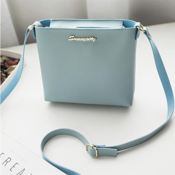 Simple Design Women's Faux Leather Zipper Crossbody Shoulder Travel Bag BLUE 41001245